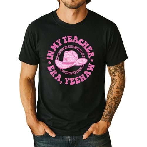 In My Teacher Era Yeehaw Pink Teacher Western Cowgirl Men's Casual T-Shirt - teacherstshirts.com