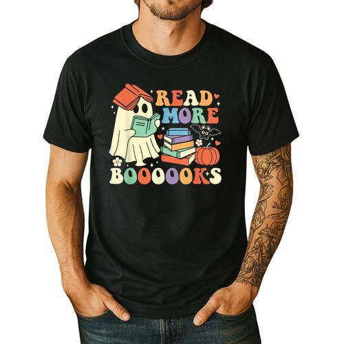 Teacher Halloween Cute Booooks Ghost Read More Books Men's Casual T-Shirt - teacherstshirts.com AU