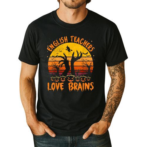 Teacher Halloween All English Teachers Love Brains Men's Casual T-Shirt - teacherstshirts.com DE