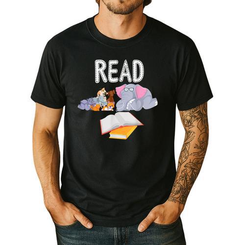 Teacher Library Read Book Club Piggie Elephant Pigeons Men Women Kids Men's Casual T-Shirt - teacherstshirts.com CA
