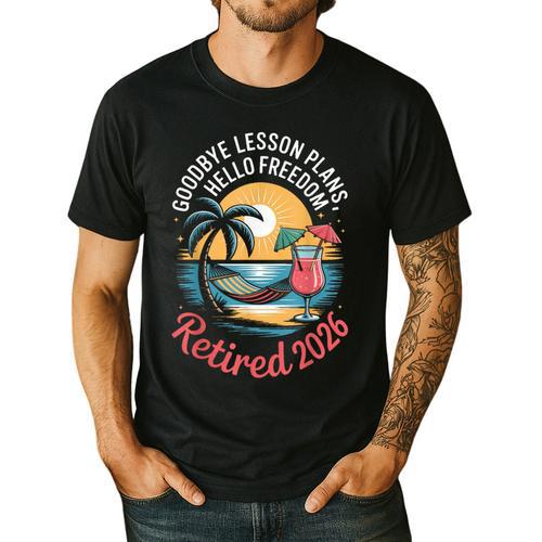 Teacher Retirement Shirts 2026 Goodbye Lesson Hello Freedom Men's Casual T-Shirt - teacherstshirts.com DE
