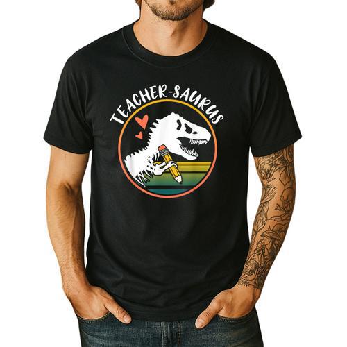 Teacher-Saurus Dinosaur Teacher Design T-Rex Design Men's Casual T-Shirt - teacherstshirts.com