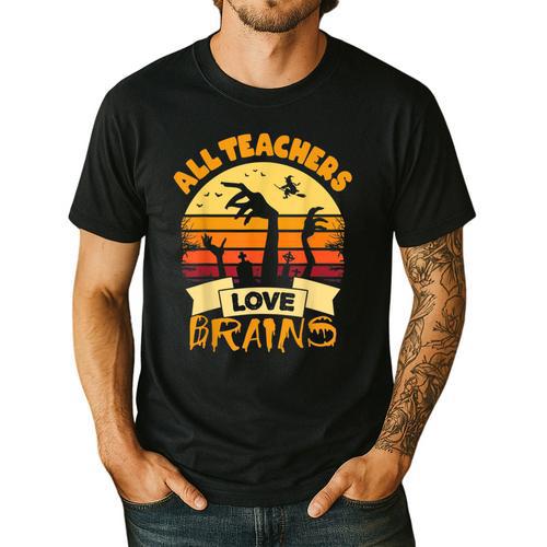 Teacher Shirts Halloween All Teachers Love Brains Men's Casual T-Shirt - teacherstshirts.com AU