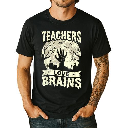 Teachers Love Brains Halloween Costume Boo Trick Teach Men's Casual T-Shirt - teacherstshirts.com UK