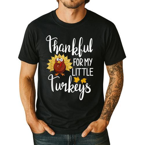 Teachers Thanksgiving Thankful For My Little Turkeys Men's Casual T-Shirt - teacherstshirts.com DE