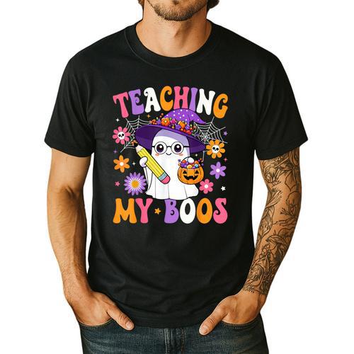 Teaching My Boos Teacher Ghost Teach Halloween Teacher Men's Casual T-Shirt - teacherstshirts.com