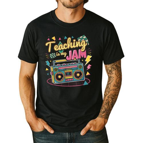 Teaching Is My Jam Groovy Retro Teacher Back To School Men's Casual T-Shirt - teacherstshirts.com DE