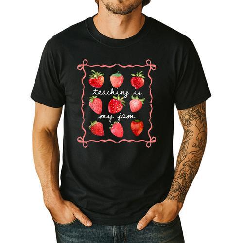 Teaching Is My Jam Strawberry Kinder Team Teacher Men's Casual T-Shirt - teacherstshirts.com AU