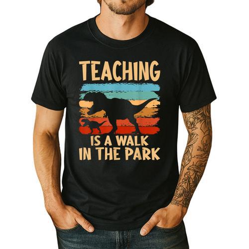 Teaching Is a Walk In Park Dinosaur Teacher Men's Casual T-Shirt - teacherstshirts.com UK