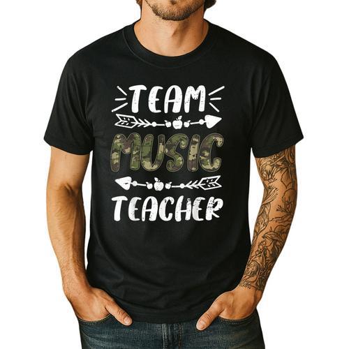 Team Music Teacher Camo Teacher Student Back To School Men's Casual T-Shirt - teacherstshirts.com