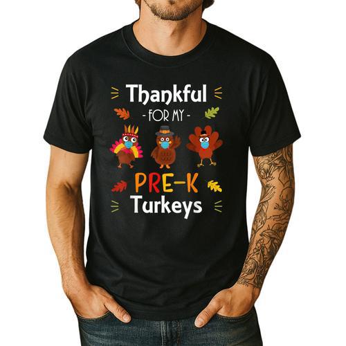 Thankful For My Prek Turkeys In Masks Thanksgiving Teacher For Men Women Men's Casual T-Shirt - teacherstshirts.com AU