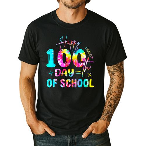Tie Dye Happy 100th Day Of School Teacher Student 100 Days Men's Casual T-Shirt - teacherstshirts.com UK
