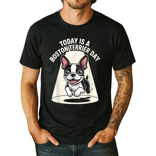 Today Is A Boston Terrier Day Cute Dog Lover Cartoon Men's Casual T-Shirt - Bostonterriersmerch.com