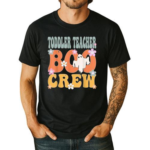 Toddler Teacher Boo Crew Ghost Groovy Halloween For Women Men's Casual T-Shirt - teacherstshirts.com DE