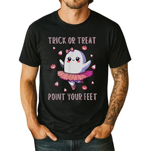Trick Or Treat Point Your Feet Halloween Ghost Dance Teacher Men's Casual T-Shirt - teacherstshirts.com CA