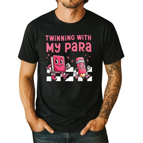 Twinning With My Para Teacher Matching Paraprofessional 70s For Men Women Men's Casual T-Shirt - teacherstshirts.com DE