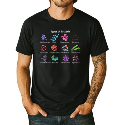 Types Of Bacteria Microbiologist Biology Science Teacher Men's Casual T-Shirt - teacherstshirts.com