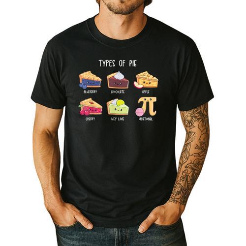 Types Of Pie Pi Day Math Teacher Geek 314 Math Pun Men's Casual T-Shirt - teacherstshirts.com UK