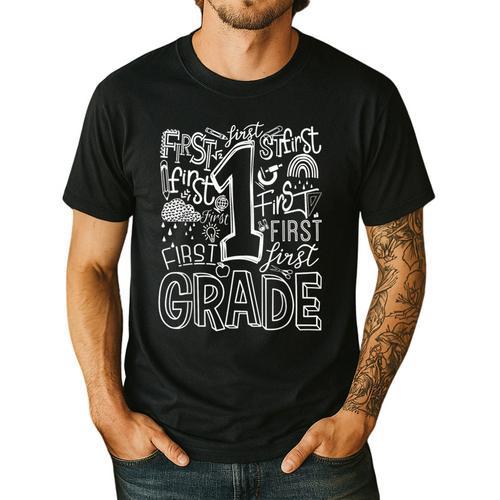 Typography 1st Grade Team Student Teacher Men's Casual T-Shirt - teacherstshirts.com CA