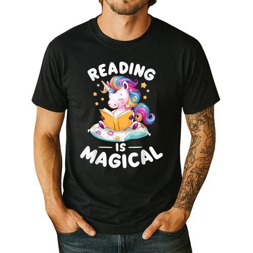 Unicorn Teacher Reading Is Magical Book Men's Casual T-Shirt - teacherstshirts.com