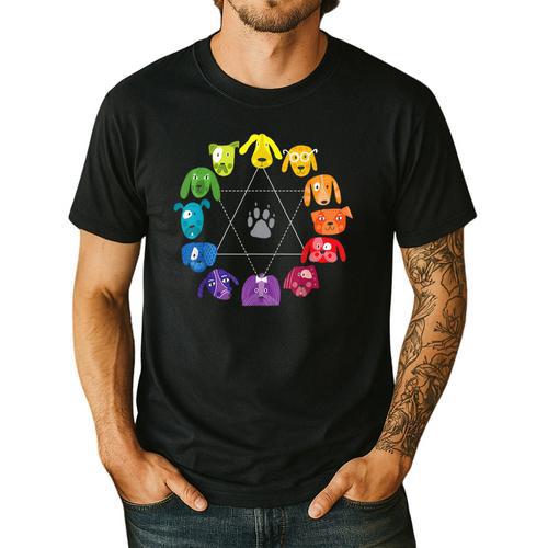 Unique For Artists By ADS Color Wheel Educational Art Teacher Dog Themed Artist Small Men's Casual T-Shirt - teacherstshirts.com CA