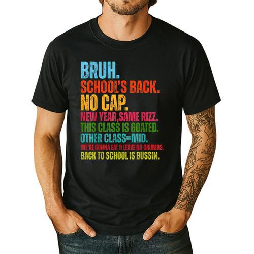 Vintage Bruh We Back No Cap Bruh We'Re Back Student Teacher Men's Casual T-Shirt - teacherstshirts.com AU