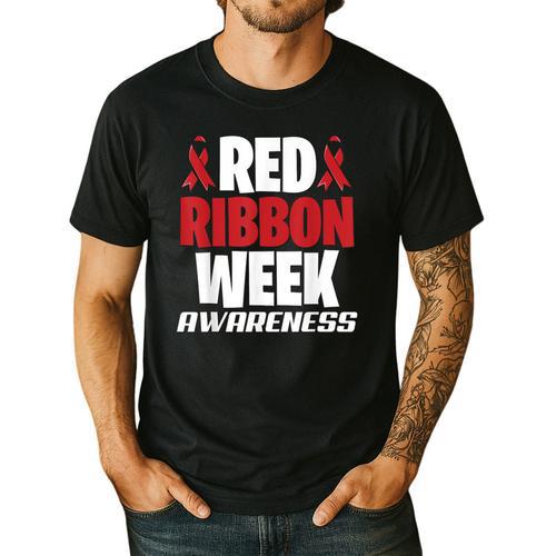 We Wear Red For Red Ribbon Week Awareness Mothers Teachers Men's Casual T-Shirt - teacherstshirts.com DE