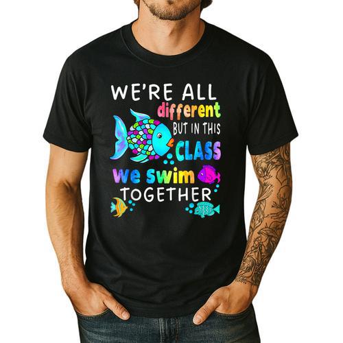 We'Re All Different But We Swim Together Elementary Teacher Men's Casual T-Shirt - teacherstshirts.com CA