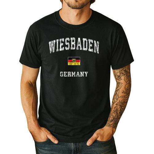 Wiesbaden Germany Vintage Athletic Sports Men's Casual T-Shirt - Bostonterriersmerch.com