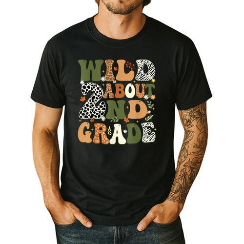 Wild About 2nd Grade Teacher Student First Day Of School Men's Casual T-Shirt - teacherstshirts.com CA