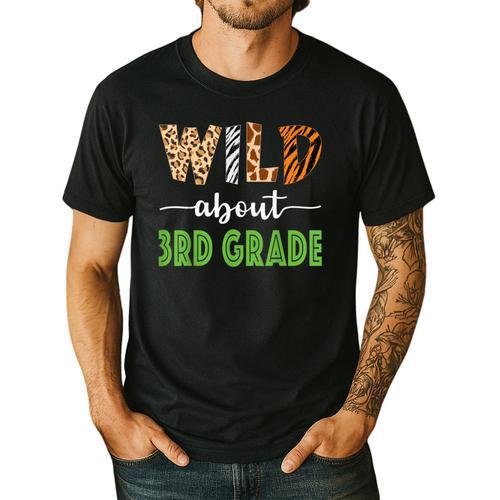 Wild About 3rd Grade Teacher Student Third Grade Zoo Safari Men Women Girls Kids Men's Casual T-Shirt - teacherstshirts.com