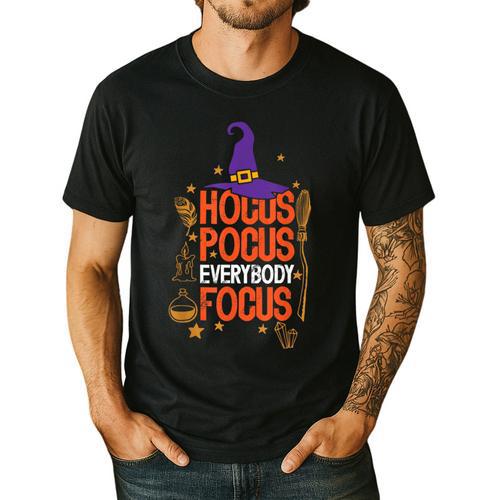 Witchy Halloween Hocus Pocus Everybody Focus Teacher Pumpkin Men's Casual T-Shirt - teacherstshirts.com