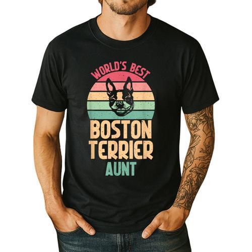 Worlds Best Boston Terrier Aunt Men's Casual T-Shirt - Bostonterriersmerch.com