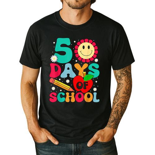 50 Days Of School Teacher Happy 50th Day Of School Kids Men's Casual T-Shirt - teacherstshirts.com UK