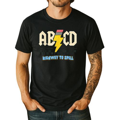 ABCD Highway To Spell Pencil Teacher & Student Font Me Men's Casual T-Shirt - teacherstshirts.com