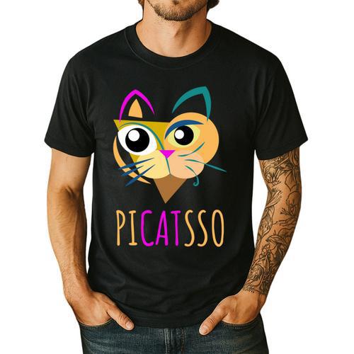 Abstract Cat Art Picatsso Shirt For Art Teachers Men's Casual T-Shirt - teacherstshirts.com DE