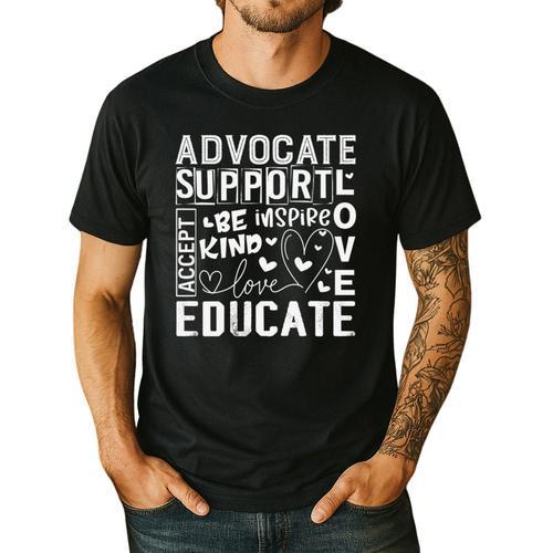 Advocate Support Accept Educate Special Education Teacher Men's Casual T-Shirt - teacherstshirts.com DE