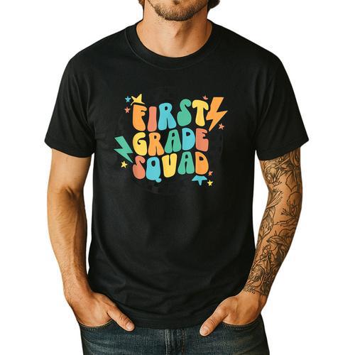 Back To School Groovy Teacher 1st First Grade Crew Squad Men's Casual T-Shirt - teacherstshirts.com