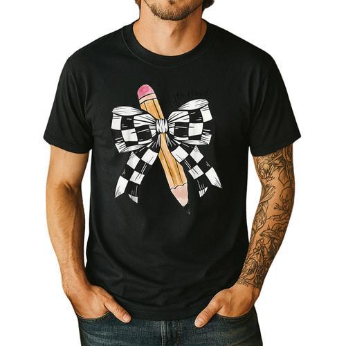 Back To School Hello Fifth Grade Teacher Coquette Pencil Bow Men's Casual T-Shirt - teacherstshirts.com AU