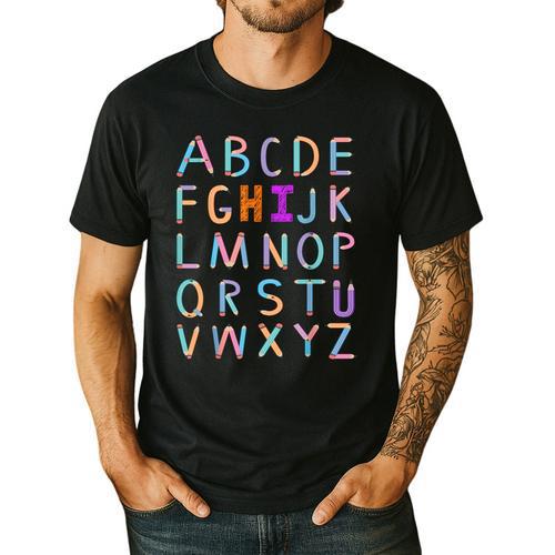 Back To School Kindergarten Alphabet ABC Teacher Women Kids Men's Casual T-Shirt - teacherstshirts.com