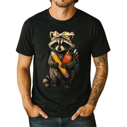 Back To School Raccoon Teachers Student Kids Men's Casual T-Shirt - teacherstshirts.com UK