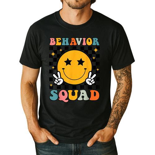 Behavior Squad Specialist Analyst Behavior Teacher Retro Men's Casual T-Shirt - teacherstshirts.com UK