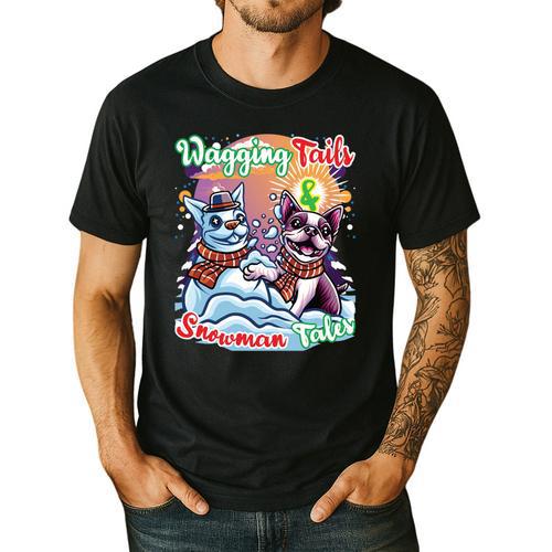 Boston Terrier Dog Christmas Snowman Winter Snow Men's Casual T-Shirt - Bostonterriersmerch.com