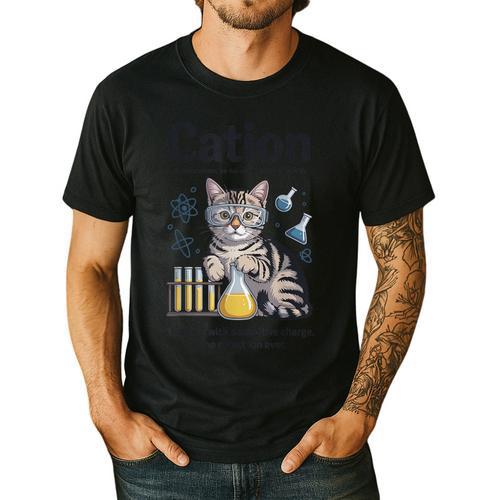 Cation Shirt Cat Science Chemistry Teacher Chemist Pun Men's Casual T-Shirt - teacherstshirts.com