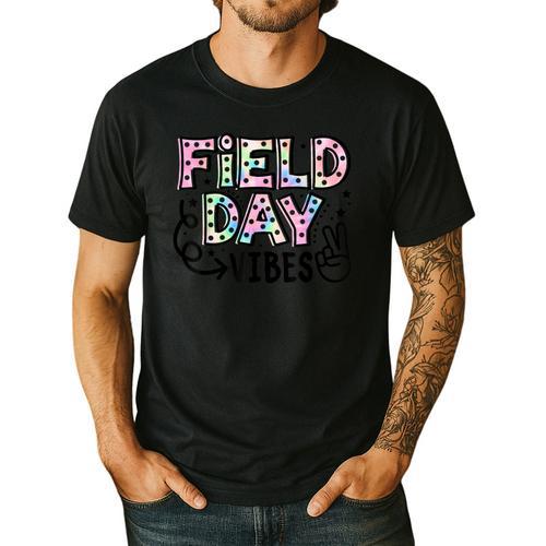 Field Day Vibes For Teacher Kids Happy Field Day 2025 Men's Casual T-Shirt - teacherstshirts.com