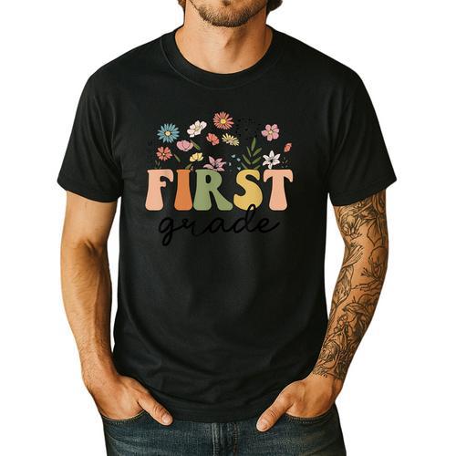 First Grade Teacher Wildflower Back To School Floral Outfits Men's Casual T-Shirt - teacherstshirts.com AU