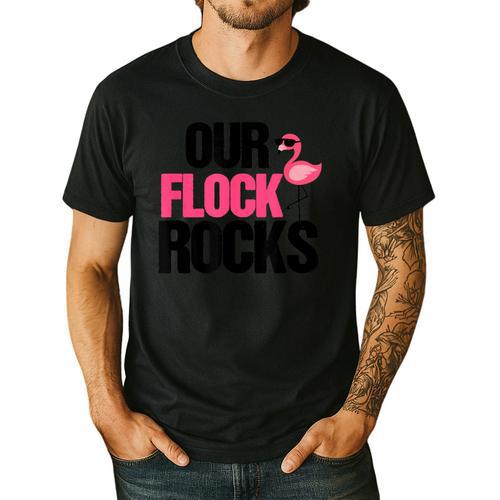 Our Flock Rocks Flamingo Mother's Day Teacher Men's Casual T-Shirt - teacherstshirts.com DE