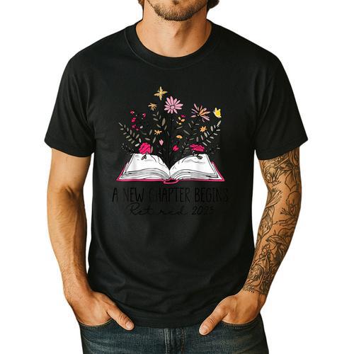 Floral Book a New Chapter Begins Retired Retirement Teacher Men's Casual T-Shirt - teacherstshirts.com UK