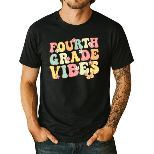 Fourth Grade Vibes Hello Team 4th Grade Teacher Kids Retro Men's Casual T-Shirt - teacherstshirts.com UK