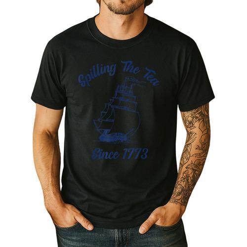 Fun 4th Of July Spilling The Tea Since 1773 History Teacher Men's Casual T-Shirt - teacherstshirts.com UK